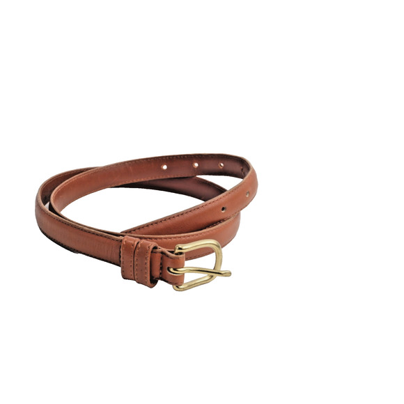 VINTAGE COACH British Tan Cowhide Leather Skinny Dress Belt Brass Women’s L - Picture 1 of 6